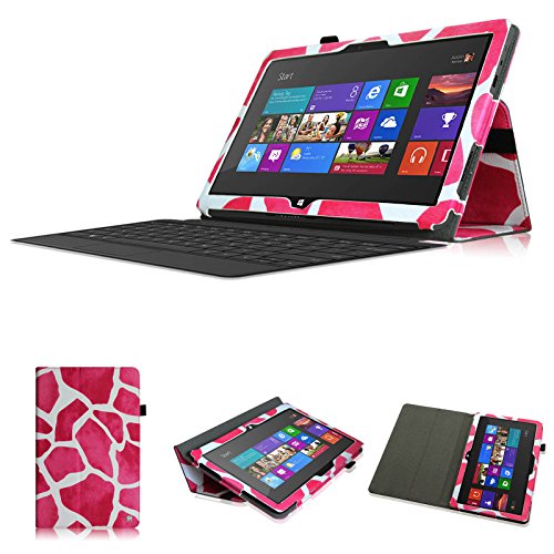 Fintie Schutzhülle Flip Case mit Stylus Halterung für Microsoft Surface RT/Surface 2 26,9 cm nicht kompatibel mit Windows 8 Pro - - ZD-Giraffe Magenta Surface 2 / Surface RT