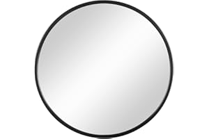 Karisky Black Round Mirror, 50x50 cm Circle Mirror for Wall, Real Glass Metal Framed Bathroom Mirror, Modern Farmhouse Wall Mount Mirror for Bathroom, Living Rooms, Entryways, Vanity Decor
