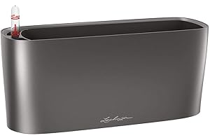 Lechuza – Pot de Fleurs d'Interieur – Delta 20 – Réserve d'Eau Intégrée – Coloris Anthracite – 40 x 15 x 18 cm