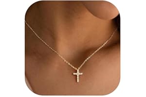 Turandoss Gold Cross Necklace for Women - Dainty 14K Gold Plated Cross Pendant Necklace Birthday Gifts for Women