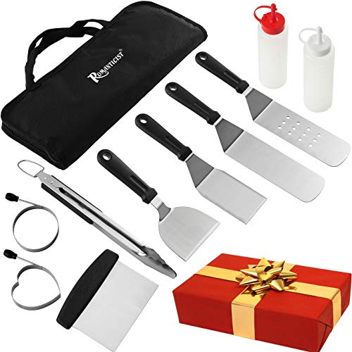 Ensemble d'accessoires pour Barbecue de Catégorie Restaurant dans Une Boîte Cadeau - Ensemble Spatule en Acier Inoxydable avec Sac de Rangement - Ustensiles pour Barbecue Robustes