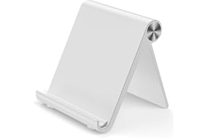 VOVIGGOL Stojak na telefon komórkowy, regulowany stojak na telefon, składany stojak na telefon, stacja dokująca, stojak mobilny do iPhone'a, iPada, tabletu 10 do 19 cm, biały