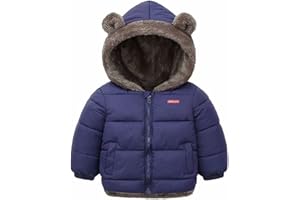 Natashas Baby Kinder Winterjacke Mantel mit Kapuze Jacke Warm Baby Niedlich Plüsch Bärenohren Jungen Mädchen Baumwolljacke