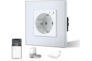 BSEED ZigBee Enchufe de Pared Inteligente, Schuko Enchufe de Cristal Inteligente, Compatible con Alexa/Google Home/Tuya/Smart Life (Requiere ZigBee Gateway Hub), 86mm Blanco