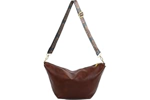 volumoon Damska torba na ramię, ze sztucznej skóry, półksiężyc, torba na ramię, torba na klatkę piersiową z szerokim paskiem, hobo Halfmoon Bag na co dzień, do biura, szkoły, na podróż