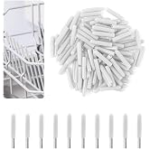 Dishwasher Basket Protective Cover Bits, Gray Plastic, Rust and Anti-Scratch 100 Pieces (White) for Plate and Cup Rack