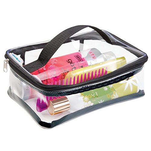 mDesign Reisetasche für Accessoires – Tasche für Strand, Pflegeprodukte oder Kosmetik – transparent / schwarz