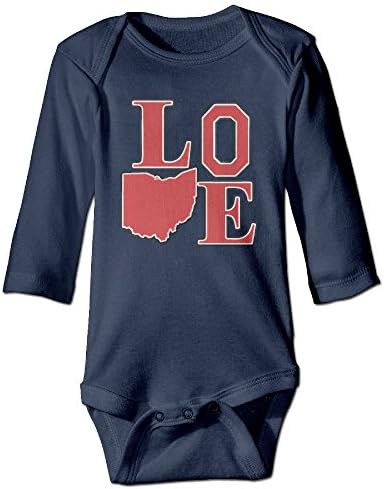 Ohio Love Simple Logo Toddler Long Sleeve Bodysuits Jumpsuit -  Blue - 