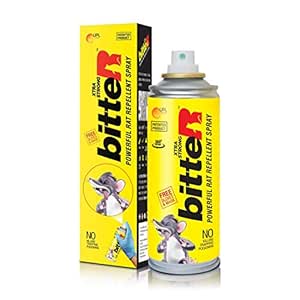 bitteR Rat Repellent Spray - Patented by UPL Ltd, Eco Safe, Odourless, Non toxic, Safe for Humans and Pets, Effective Rodent Repellent Spray for Cars, homes and offices, 180 ML -Pack of 1 Can