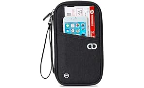 dayday Travel Wallet Organiser with RFID Blocking. Perfect Passport Holder for Women & Men. Made of Nylon & Soft Cotton Blend. Phone Pocket, Space for Plane Ticket, Credit Cards, ID, Papers