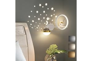 KZT Applique Murale Enfant LED Moderne Lampe Murale Dimmable Créatif Lampe de Chevet Espace Astronaute Veilleuse Lumière murales Intérieur pour Chambre D'enfant Garçon Fille Salon Couloir Escalier, 30W