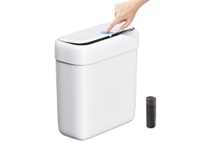 MOPUP Liten badrumskorg med lock, 8,5 l/2,2 gallon, smal soptunna, plastpapperskorg med gångjärnslock, hundsäker för badrum