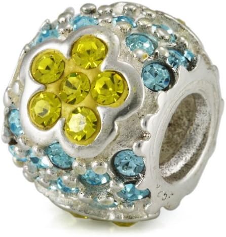 Flower Solid Sterling Silver Charm, OHM is Compatible with Other european bracelets