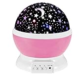 Esonstyle New Generation 360 Grad Romantische Stimmung Stern-Nachtlicht -Lampen-Raum Rotierende Nachttischlampe für Baby-Kinderzimmer Schlafzimmer Kinderzimmer Kinderzimmer (Rose)