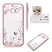 Produktbild SKYXD für Samsung Galaxy S7 Edge Hülle Glitzer [ Weiße Schmetterling Blume Muster mit Roségold Überzug Farbig Rahmen ] Design für Mädchen Frauen Schutzhülle Weiche Dünn Klar Strass Silikon Handy Tasche Etui + Handyanhänger + Eingabestifte für Samsung Galaxy S7 Edge Case Plating Bumper Crystal Clear BackCover