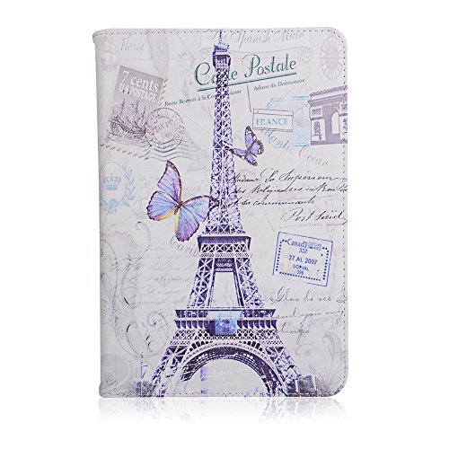 Galaxy Tab A 9.7 T550 Hülle, Deenor Oil painting Design Flip Tasche PU Leder Abdeckung Stand Schutzhülle für Samsung Galaxy Tab A 9.7 SM-T550. (Tower and Butterfly) - 2