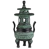 Abmessungen: 10.2x5.1in DEAI Elegant Vintage Bronze Groß Turm Ofen Censer Imitation Antik Buddhismus Buddha Zubehör Handwerk Figur Skulptur