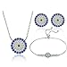 Produktbild ORKST 925 Sterling Silber Blau Evil Eye Zirkonia Armreif Schlange Armband/Halskette/Ohrring Schmuck Sets für Frauen Geschenk