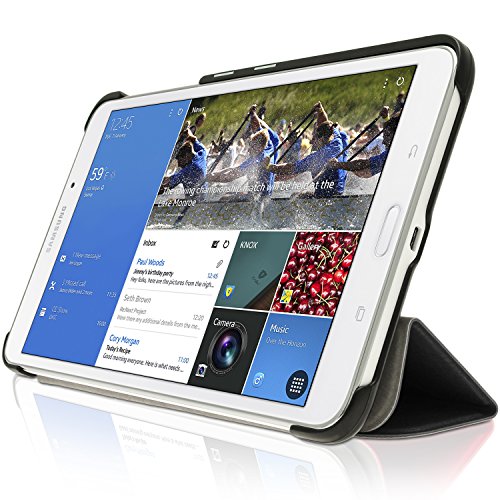 igadgitz Schwarz PU Ledertasche Hülle Smart Cover für Samsung Galaxy Tab 4 8.0″ SM-T330 mit Multi Winkelbetrachtung Stand + Auto Sleep/Wake + Displayschutzfolie - 6