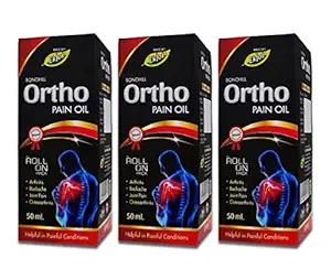 EKJOT HERBALS Bonohill Ortho Pain Relief Ayurvedic Medicine Oil (Roll On Pack) | For Joint Pain, Muscle Pain | GMP Certified - 50 ml (Pack of 3)