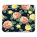 Produktbild HOTNING Gaming Mauspads, Gaming Mouse Pad Bright Pink Yellow Roses Buds and Leaves on Darkcircles 11.8"x 9.8" Decor Office Nonslip Rubber Backing Mousepad Mouse Mat