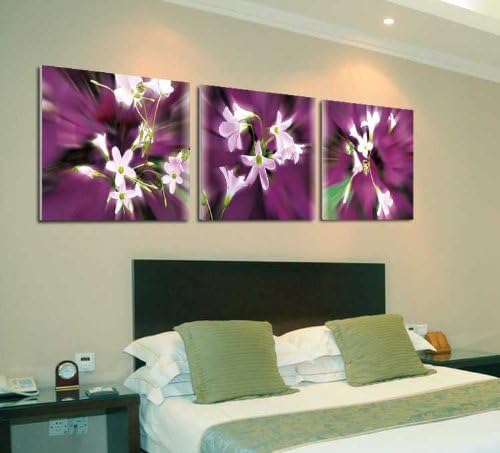 Gallery Canvas Art-Purple Flowers Canvas Art Print - Wall Decor - Modern Art Gallery Wrapped Framed Ready to Hang (20in*20in*3Panels) #10-127