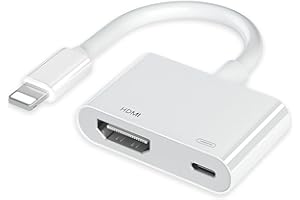 MEUKCEZ Adaptateur HDMI iPhone Adaptateur AV Lightning vers HDMI, Convertisseur Vidéo Audio Numérique 1080P, Compatible avec iPhone 14/12/11/XS/8/7 et iPad, pour Projecteur/Moniteur/TV, Plug and Play