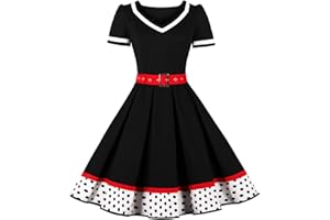 AXOE Damen 50er Jahre Kleider Rockabilly Petticoat Vintage