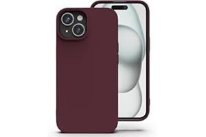 Zuvirelx Silikon Handyhülle für iPhone 15 Hülle, Weiches Griff, Dünne, Minimalistisch, Stoßfest, rutschfest, Taschenpassend - Burgunderrot