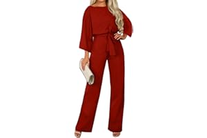 Coloody Mono para mujer, mono de Manga larga, pantalones elegantes mono informal suelto con cinturón