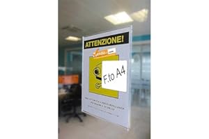VENDOOH! PORTA AVVISI TARGA ADESIVO DA PARETE MURO VETRINA UFFICIO NEGOZIO VARIE MISURE - Verticale, A4