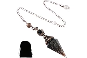 KGDUYC Pendolo di Cristallo Ossidiana Cristallo curativo Pendolo di Quarzo Spirituale Ciondolo a Cono a Punta Esagonale Resina Stregoneria Accessori per bilanciamento energetico