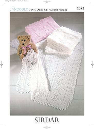 Sirdar Snuggly 3PLY & DK Baby Shawl Blanket Knitting Pattern 3982