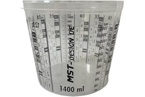 ‎MST-DESIGN 20 x Lackmischbecher 1,4 L I 1400 ml I Messbecher Mischbecher von MST-Design I Anmischen von Farbe I Lack mit Skala I Lackieren Lack Lackierzubehör I Wassertransferdruck Watertransferprinting