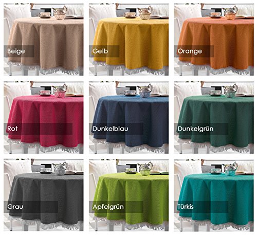 Garten Balkon Terrasse Camping Tischdecke, Rund 160 cm, GRAU, Farbe wählbar - 3