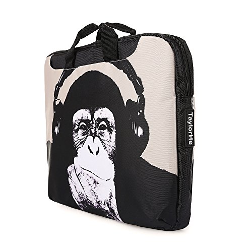 TaylorHe 15 / 15,6 Zoll Notebooktasche, Schultertasche für Notebook mit Muster , Laptoptasche mit Griff und Seitentaschen Laptop Bag Schimpanse, lustig - 3