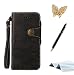 Produktbild Galaxy J5 2017 Hülle,TOUCASA® Samsung Galaxy J5 2017 Ledertasche Hülle Schutzhülle Retro Bunte Rose Tasche Lederhülle mit Handschlaufe Scratch Ledercase Schale Umschlag Stil Flip Wallet Case Cover mit Weiche Silikon Innere Standfunktion Kreditkarte Slots Magnetverschluss Etui + 1 x Eingabestift & Glitzer Staub Stecker-Schwarz