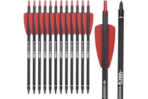 ELONG OUTDOOR 7.5" Crossbow Bolts Carbon Arrows SP350 with 100grain Tips for Cobra System R9 Bow Hunting, Pack of 12