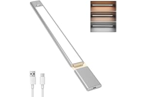 REYLAX Luz LED con Sensor de Movimiento 47CM Tres Temperaturas de Colore Regulable Luz Armario Batería Extraible USB-C Recargable Luz LED Adhesiva para Cocina Pasillo Escalera Sótano