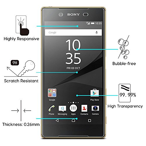Ashleyoo Cristal Templado para SONY XPERIA Z5  2 Unidades   Cristal Vidrio Templado Protector para SONY XPERIA Z5 -  Sin burbujas   Dureza de Grado 9H  - protector pantalla para Z5