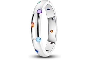 Hapour Anillo de plata de ley 925 para mujer, apilable, eternidad, no se deslustra, lindos anillos para mujer