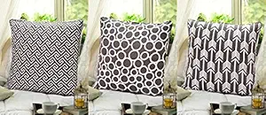 COZY FURNISH Quilted Cotton Cushion Covers Set of 3 Printed Cushion Covers (24