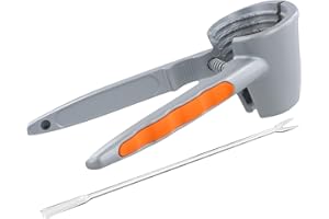 YILANJIN Nutcracker, Heavy Duty Nutcracker, Nut Crackers Tool, Funnel Walnut Pliers, with Non-Slip Silicone Handle, Metal Nutcracker Multifunction, for Pecan, Walnut, Almond, Hazelnut (Grey+Orange)