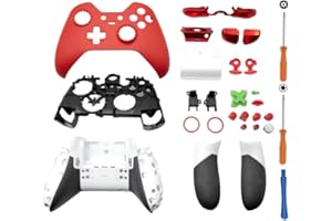 Hzxkqmil Kit de Coque de Boîtier Complet de Remplacement Complète pour Xbox One Elite Série 1 Manette - Inclure la Couverture Cadre du Milieu Boutons ABXY LB RB Pare-Chocs Accessoires (Rouge)