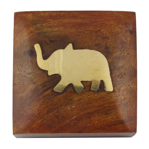 Indischer Elefanten-Schmuckbehälter – Kleines Holzkästchen 5 x 5 x 3,8 cm – Schmuckkästchen für Halsketten - 5