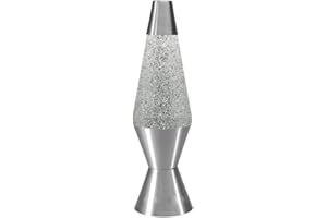 ALAYSTAR Deluxe 15 Inch Bullet Design Glitter Lamp (Silver)- Sparkly Calming Motion- Silver Lava Lamp- Ideal Present for Your Loved Ones