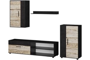 Vicco Parete attrezzata soggiorno Berno, Beige/Antracite, Set di 4