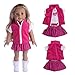 Produktbild Ouneed american girl kleidung , Lovely Fancy Jeans Hemd Plissee Kleid Dreiteiliger Anzug für 18 Zoll Our Generation American Girl Doll (B)