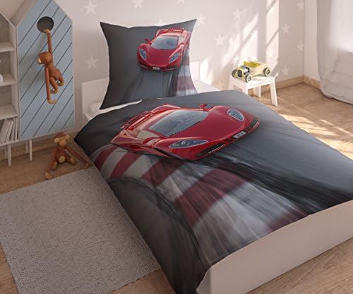Super Car Sports Car Bed Children's Bed Linen 140 x 200 cm (Oeko Tex Standard 100)