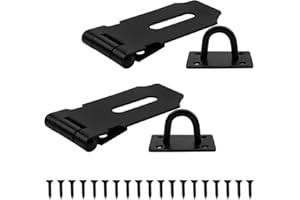 Bwintech 2 pcs Padlock Hasp Latch Locks 3 Inch (75mm) 304 Stainless Steel Door Lock Hasp Latch Hasp for Door Shed Gate Cabinet with Screw Black